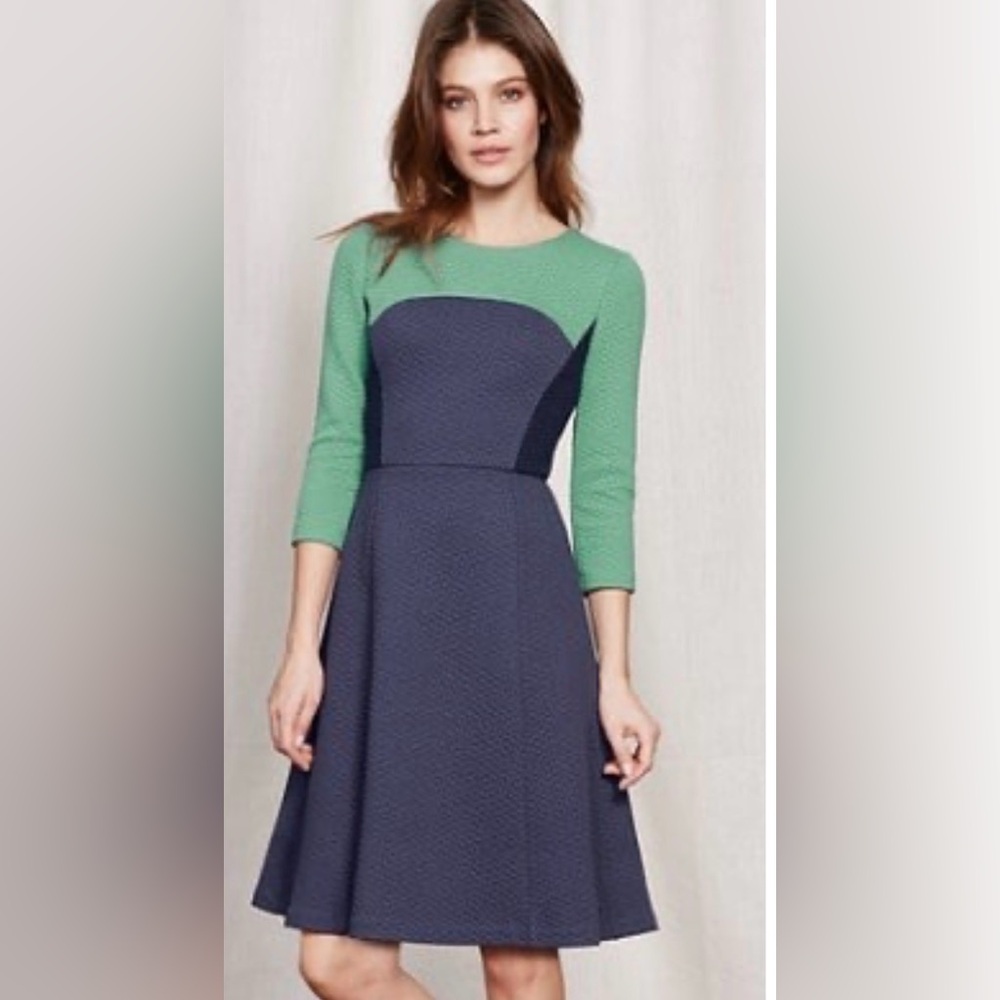 Boden Green and blue color block - fit and flare